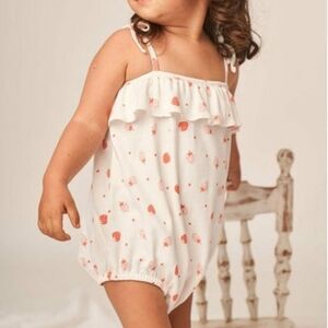 Shell Pink Flower Ruffle Bodysuit